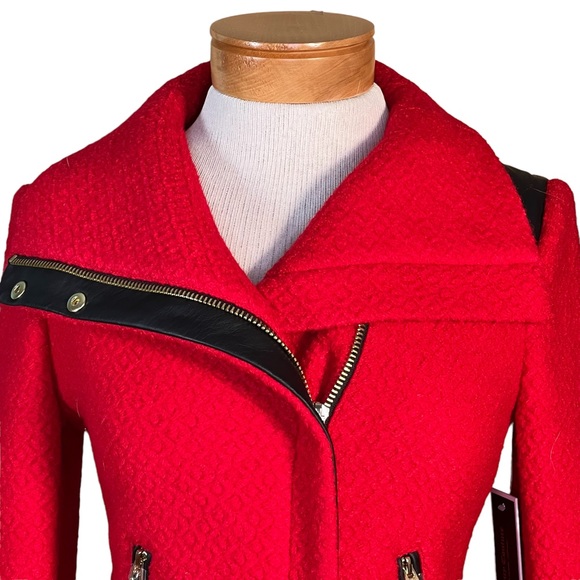 Juicy Couture Wool Blend Knit Moto Jacket With Faux Leather Trim Small NWT - Picture 2 of 15